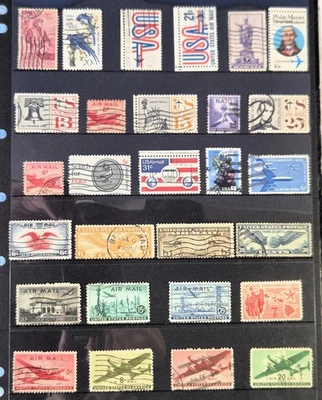 United States Daily Stamp Mix - Aviation USA Airmail Stamps - 1940s + - Image 1 of 2