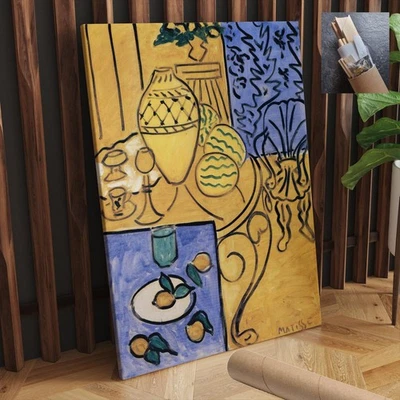 Henri Matisse 室内黄色蓝色帆布墙艺术 20x30 英寸 — 第 1/4 张图片