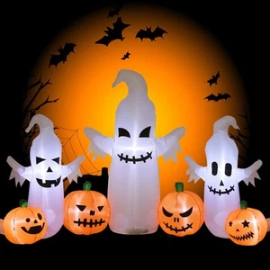 Halloween Inflatable Ghosts Pumpkins, 8 FT Long 4.5 FT Tall, Inflatable Yard ... - Picture 1 of 6