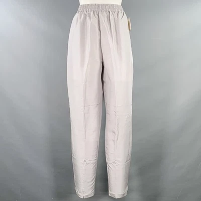 Pantalones informales vintage talla M gris plata seda cintura elástica Foto 1 de 4