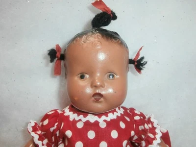1930s Black Composition Topsy Doll 10" with 3 Tufts of Hair AFRICAN AMERICAN - Image 1 of 4
