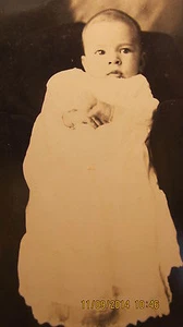 Vintage Real-Photo Postcard RPPC Baby in Long Gown Beatrice Richeson Winslow IN - Picture 1 of 3