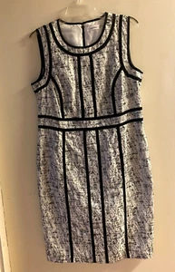 CALVIN KLEIN DRESS SLEEVELESS LINED BLACK & WHITE  SIZE 14 - Picture 1 of 2