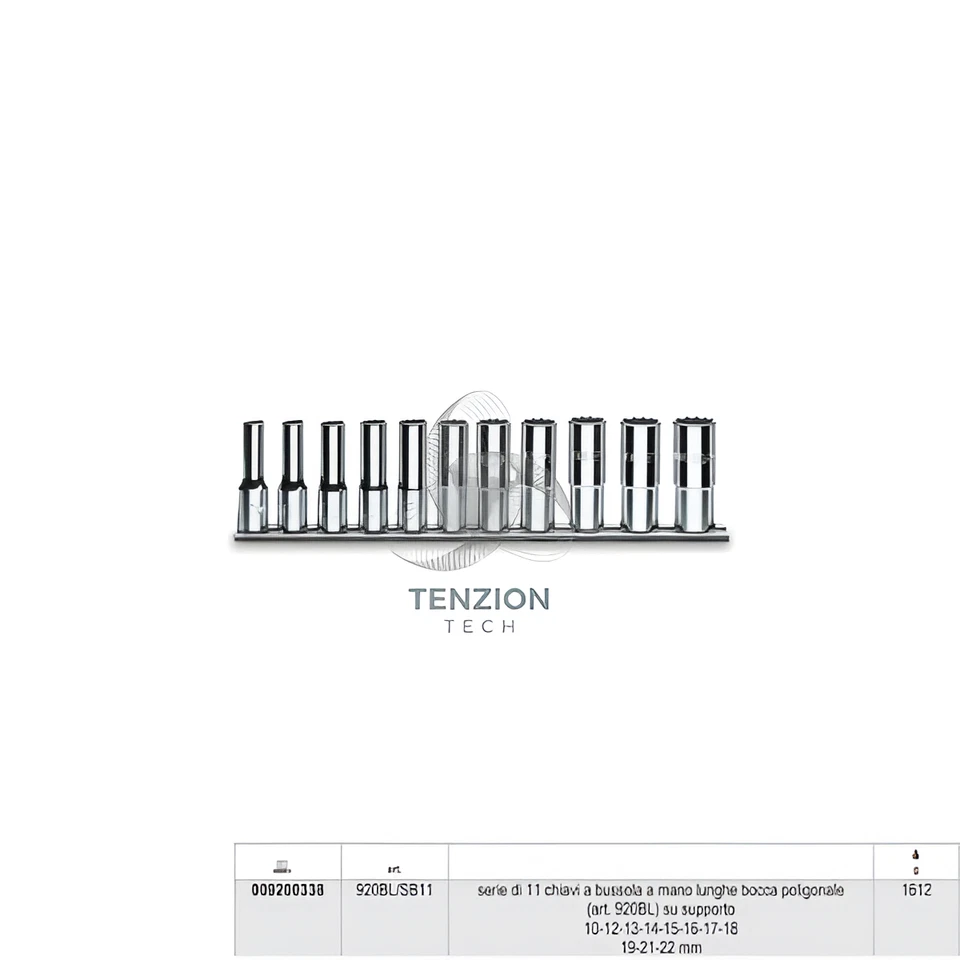 Set 11 Chiavi A Bussola Lunghe Bocca Poligonale 1/2" 10-22mm - Beta 920BL/SB11 - Immagine 1 di 1