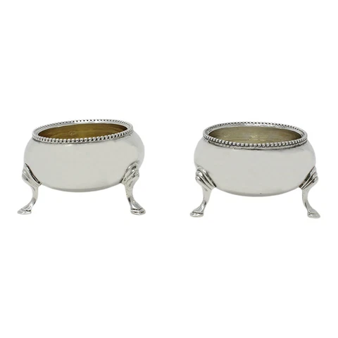 Silver Salt Cellars 1875 Antique Victorian Era Pair Sterling London (SL118-) Cover