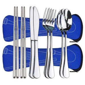 10PCS Portable Silverware Set with Case, Lengnoyp Travel Camping Utensils Set... - Picture 1 of 6
