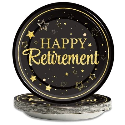 48 Pcs 7 Inch Disposable Happy Retirement Paper Plates Party Supplies Tableware - Image 1 of 4