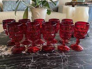 🍷10 Viking Glass 🍷 GEORGIAN 🍷 Ruby Red 4 oz. Wine Glasses, 5.25"H x 2.25"W🍷 - Picture 1 of 2