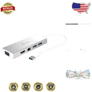 USB 3.0 Hub mit HDMI, VGA & Ethernet - Adapter mit 2K Auflösung für alle Geräte - Bild 1 von 6