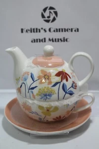 Stechcol Gracie Tea for One Teapot Cup Saucer Flowers NEW Beautiful Bone China - Picture 1 of 6