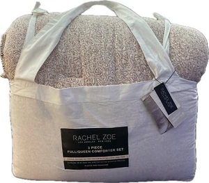 Rachel Zoe Clay Colored and White Floral Full/Queen Comforter Set Lace w/ Trim - Picture 1 of 4