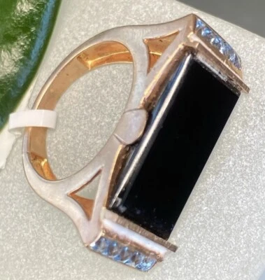 Anillo de silla de montar de cóctel orejas de gato vintage joyería fina usado 14K 6,25 Foto 1 de 4