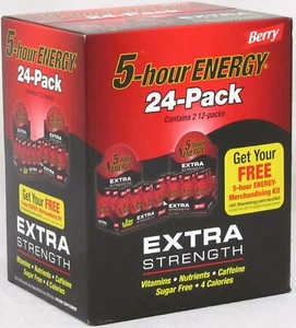 5 Hour Energy Shot Extra Strength Berry Flavor 24 CT 1.93oz Sugar Free Five Hr - Picture 1 of 7