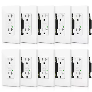20 Amp GFCI Outlet Self-Test Tamper Resistan TR WR GFI Plugs Receptacle 10 Pack - Picture 1 of 12