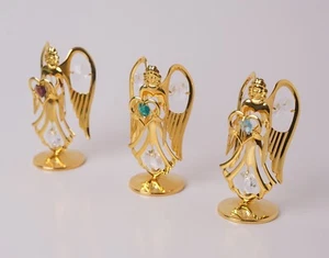 24K vergoldet Swarovski kristallklar Nieten Engel Ornament-Pack 3-KG & C - Bild 1 von 8