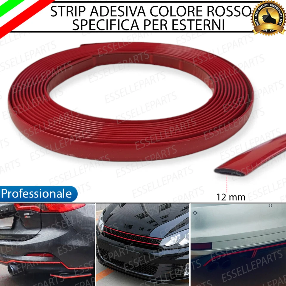 PROFILO ADESIVO ROSSO PER LAND ROVER RANGE ROVER SPORT I 5 METRI X 12 MM - Immagine 1 di 4