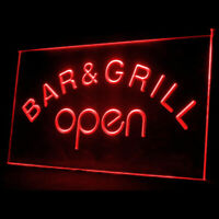 110023 Bar & Grill OPEN Beer Cafe BBQ Display LED Light Neon Sign