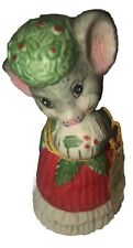 VINTAGE LADY MOUSE CHRISTMAS Bisque Porcelain Mouse Jasco Taiwan Bell