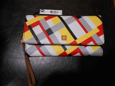 NWT Kate Landry RFID Clutch Wallet Wristlet Geo Red, White, Yellow, Gray, Black - Image 1 of 4