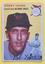 BOBBY YOUNG 1954 Topps #8 Baltimore Orioles Creases