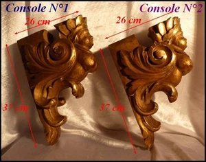 Paire de Consoles Murales Bois Sculpté & Doré Indiennes Nues Fin 18e Sculptures - Picture 1 of 12