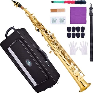 EastRock Bb Soprano Saxophone Straight Gold Laquer Sax Instruments - Picture 1 of 2