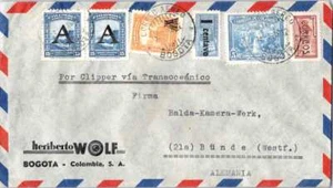 Colombia 3c Postal Tax Communications Building Overprinted 1 Centavo, 20c Postal - Picture 1 of 1