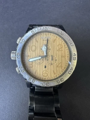 Reloj cronógrafo Nixon 51-30 velocidad cara madera negro acero inoxidable caja 51 mm Foto 1 de 4