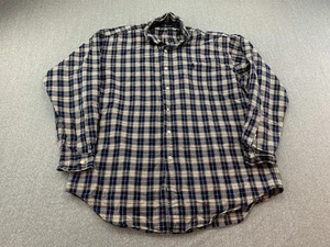 Camisa Ralph Lauren Blaire con botones para hombre M azul marino tostado a cuadros 100 % algodón - Imagen 1 de 14