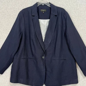 Talbots Plus 100% Linen Blazer Size 18W Lined Classic Old Money Elevated Basic - Picture 1 of 15
