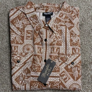 Wrangler Retro Womens Snap Shirt XL Brown Button Up Western Country New - Picture 1 of 10