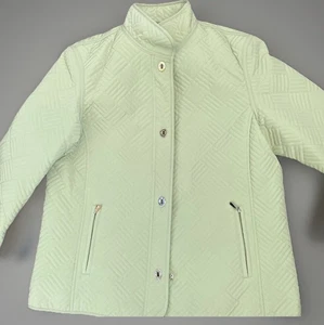 Gallery Coat Size Large Jacket Light Green Full Zip Quilted Lined Mandarin - Picture 1 of 13
