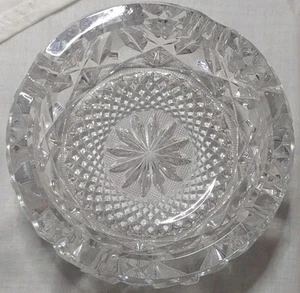 Vintage 5" Large Lead Crystal Cut Clear Glass Cigar Cigarette Ashtray Heavy - Picture 1 of 6
