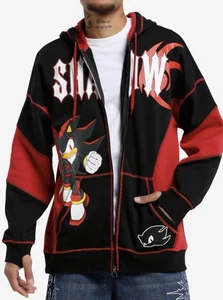 Sonic The Hedgehog Shadow Color-Block Hoodie Full Zip Size XL - Picture 1 of 3