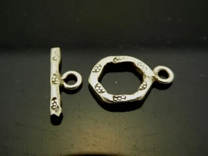 Vintage Karen Hill Tribe Sterling Silver Handmade Floral Hexagon Toggle Clasp - Picture 1 of 4
