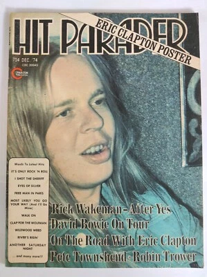 Hit Parader Magazine Dec. 1974 Eric Clapton David Bowie Pete Townshend W /Poster - Image 1 of 4