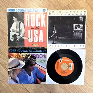 John Cougar Mellencamp 45s- Lot Of 4- Rock In Usa, Paper In Fire, Pop Singer,... - Picture 1 of 3