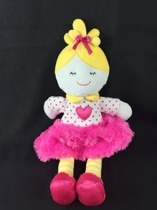 Baby Gear blond rosa Herz gepunktet Plüsch Mädchen Puppe gelbe Streifen - Bild 1 von 7