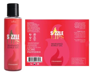 Sizzle Lips Warming Edible Gel Flavored Massage Lotion - Strawberry  4.2 Fl. Oz. - Picture 1 of 2