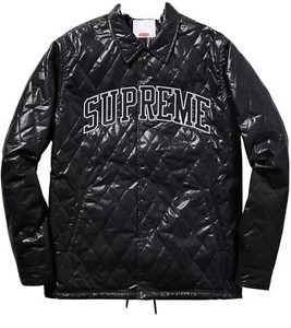 supreme quilted liner hooded jacket yellow plaid