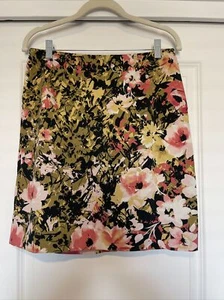 Gonna a tubino donna J. Jill 6Petite rosa verde floreale misto cotone - Foto 1 di 8