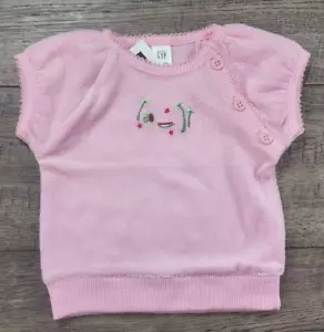 Baby Girl New Gap Up to 3 Month Pink Terry Cloth Watermelon Shirt Sweater - Picture 1 of 2