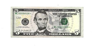 2013-$5.DOLLAR STAR* NOTE WITH VERY FANCY # (05550528) GREAT BILL. - Picture 1 of 2