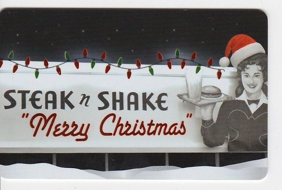 Steak N Shake Carhop Waitress Santa Hat Merry Christmas Holiday 2015 Gift Card - Image 1 of 1