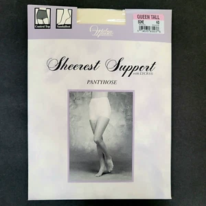 Vtg JC Penney Sheerest Support Pantyhose QUEEN TALL Bone Sandalfoot Control Top - Picture 1 of 8