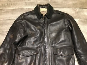L.L. Bean Men’s Leather Sherpa Lined G1 Bomber Jacket Made In Turkey Medium Vtg - Picture 1 of 13