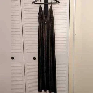 Oh My Love London Gold Bronze Strap Lurex Slinky Maxi Dress Size:S - Picture 1 of 3
