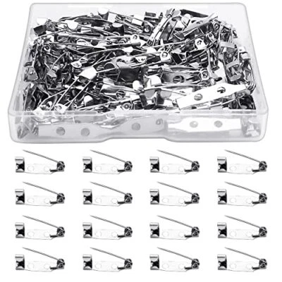 100 Pcs Bar Pins Backs Safety Clasp, Locking Pins Silver Brooch 0.79inch/20mm - Image 1 of 4
