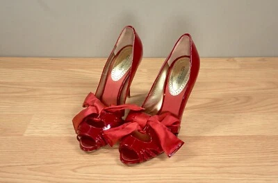 Roberto Cavalli 红色漆皮凉鞋高跟鞋,尺寸 IT 39,意大利制造 — 第 1/4 张图片