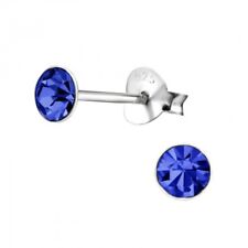 Rose Water Crystal Diamond Cut Sterling Silver Stud Earrings 4MM